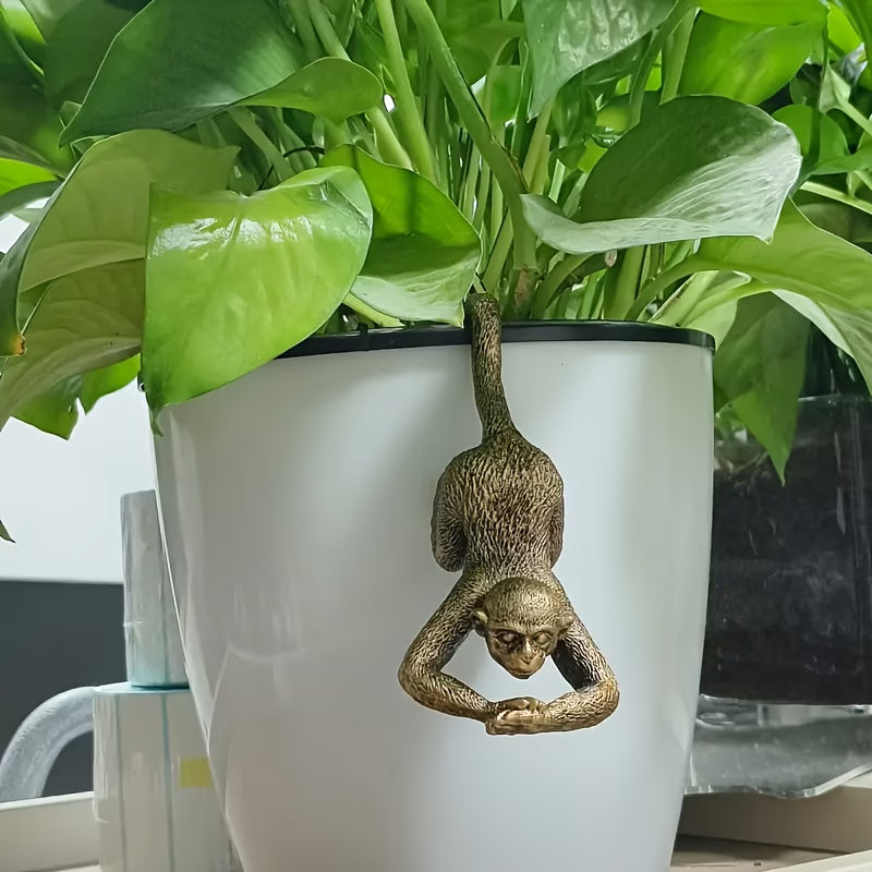 Whimsical Monkey Pot Hugger Garden Ornament & Plant Accessory