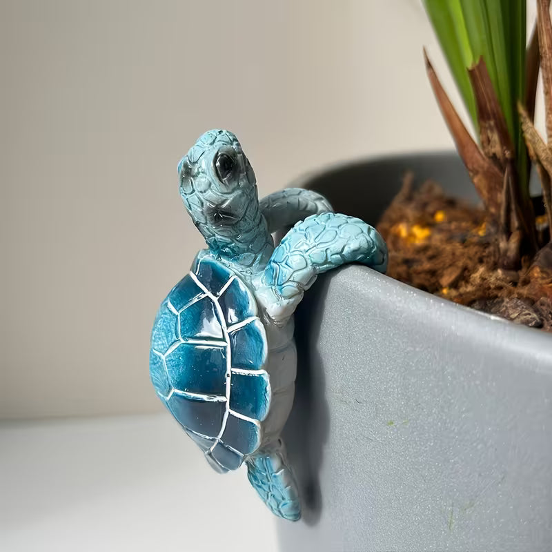 Coastal Sea Turtle Pot Hugger Marine Life Garden Ornament & Planter Accent