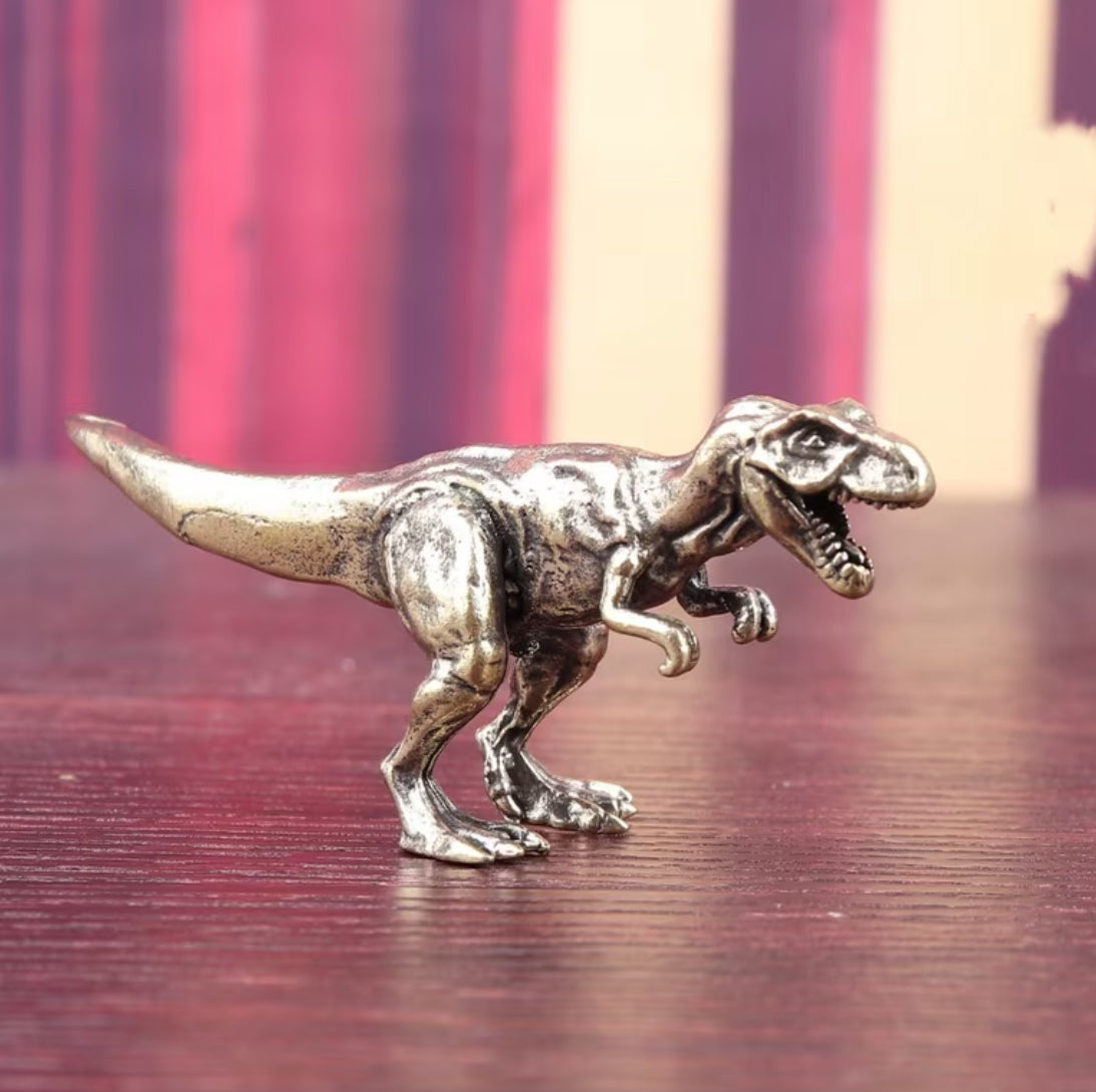 T-Rex Dinosaur Figurine | Tiny Metal Dinosaur Statue | Desk Decor | Collectible Ornament | Jurassic Gift | Shelf Decor