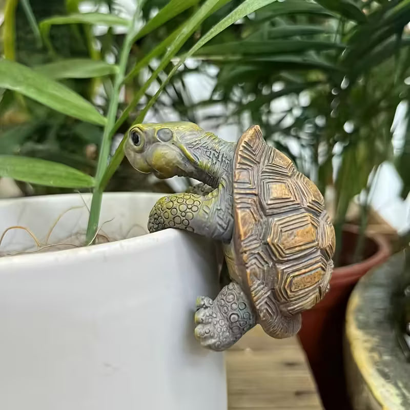 Turtle Plant Pot Hugger Coastal Style Garden Ornament & Indoor Decor