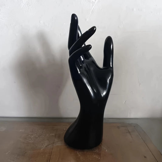 Black PVC Female Hand Sculpture – Artistic Jewelry Display Stand