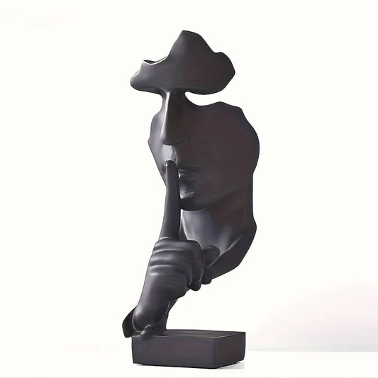 Elegant Silent Thinker Statue – European Abstract Face & Hand Sculpture
