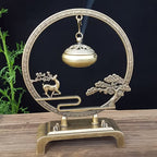 Golden Tree & Bell Incense Burner  Luxury Zinc Alloy Censer for Meditation & Focus