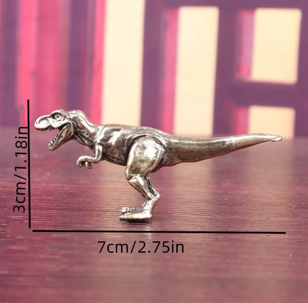 T-Rex Dinosaur Figurine | Tiny Metal Dinosaur Statue | Desk Decor | Collectible Ornament | Jurassic Gift | Shelf Decor