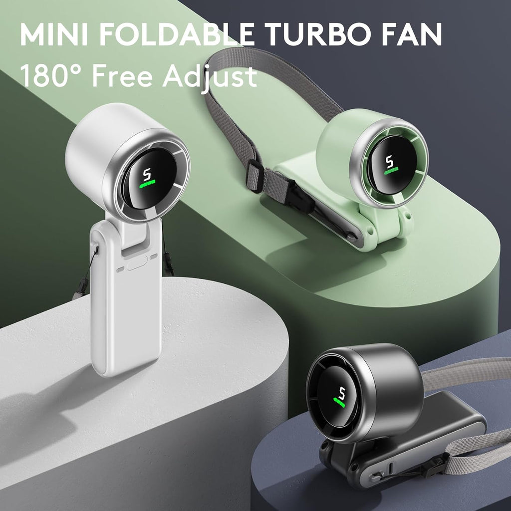 Portable Rechargeable Handheld Fan with Digital Display | Foldable USB Mini Cooling Fan