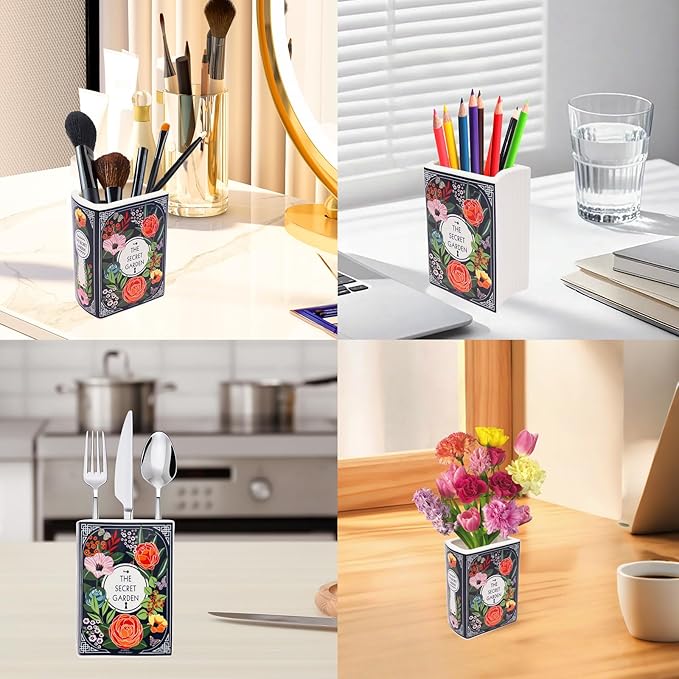 The Bibliophile Ceramic Book Vase Aesthetic Flower Vase for Bookshelf & Home Decor