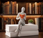 Whimsical Reading Lady Sculpture Artistic Woman Figurine for Home Decor Bookshelf & Shelf Display Ornament