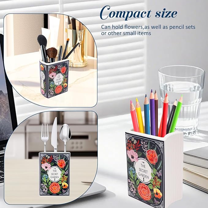 The Bibliophile Ceramic Book Vase Aesthetic Flower Vase for Bookshelf & Home Decor