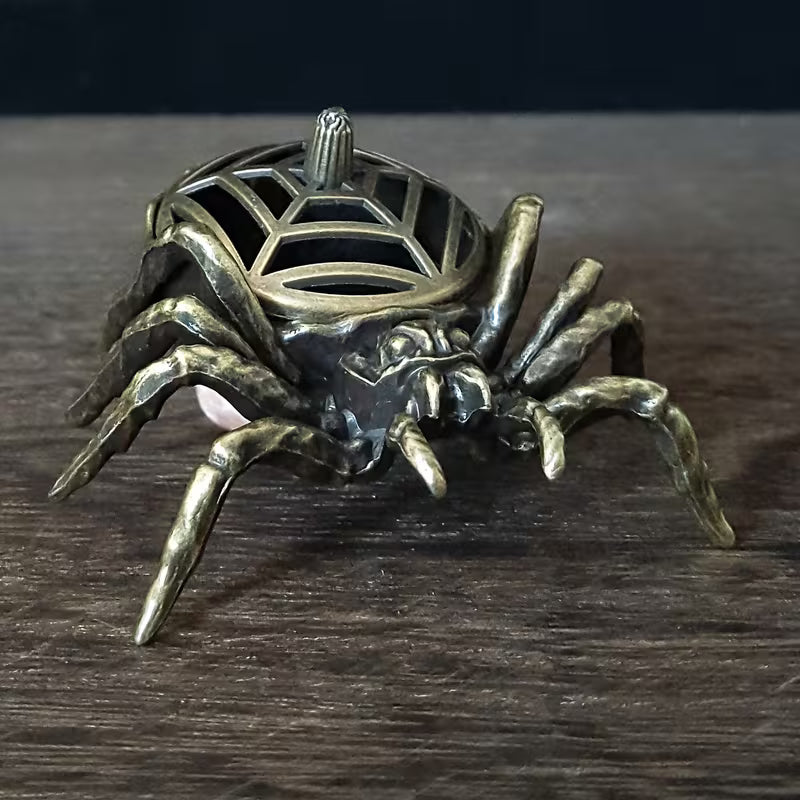 Metal Incense Burner Spider Motif Censer for Home, Yoga & Studio