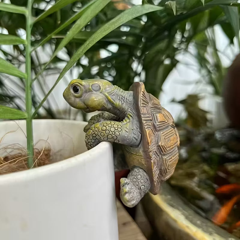 Turtle Plant Pot Hugger Coastal Style Garden Ornament & Indoor Decor