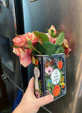 The Secret Garden ceramic book vase with colourful floral artwork for home decoration