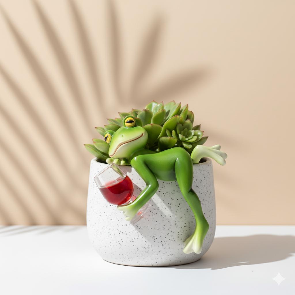 Frog Plant Hugger Set Ornament Cute Pot Hugger Figurine Whimsical Garden Figurines