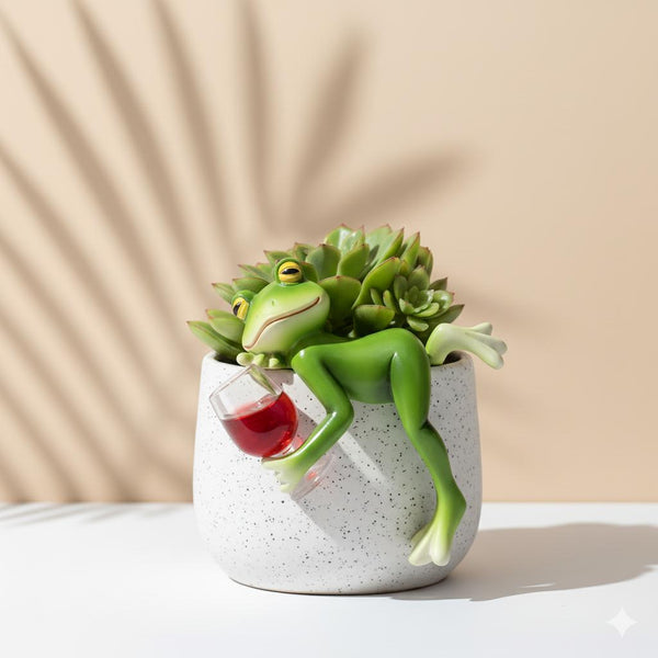 Frog Plant Hugger Set Ornament Cute Pot Hugger Figurine Whimsical Garden Figurines