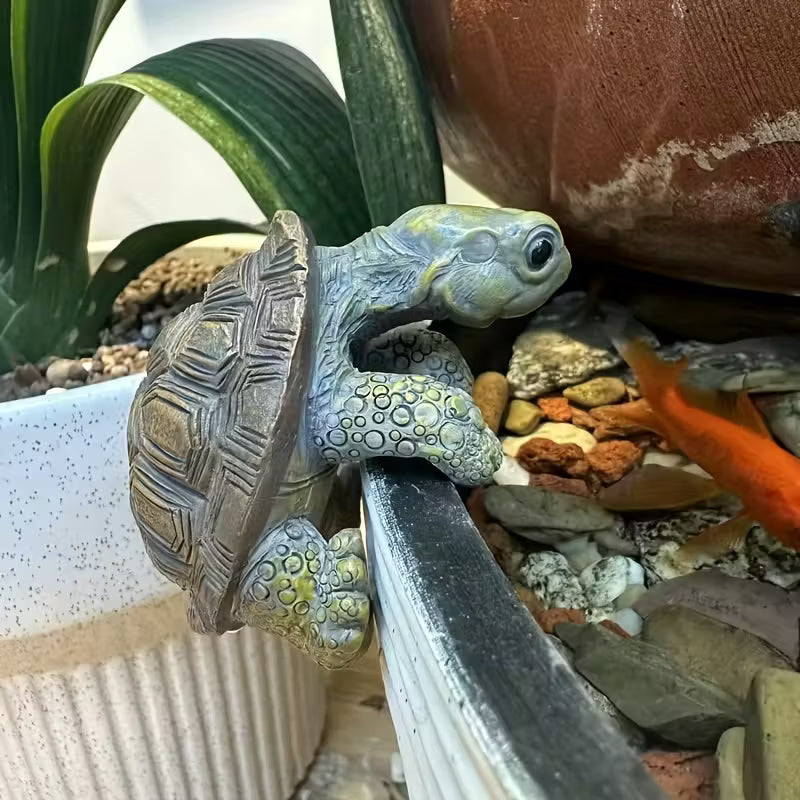Turtle Plant Pot Hugger Coastal Style Garden Ornament & Indoor Decor