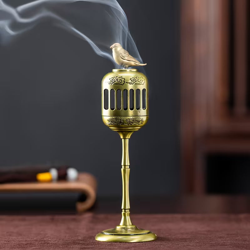Victorian Bird Candle Snuffer & Incense Burner Metal Bird Motif Smoke Diffuser Ornament