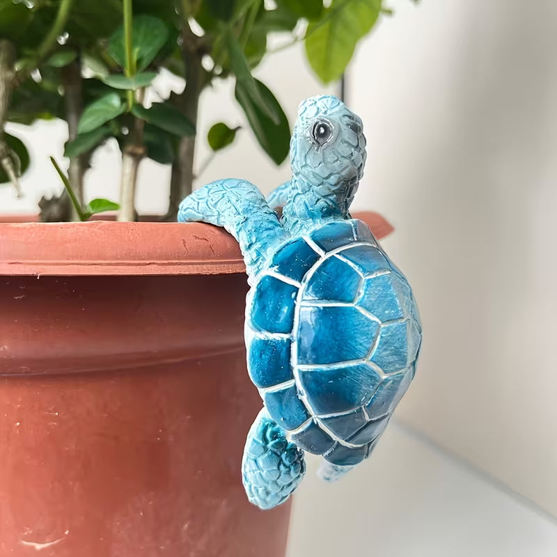 Coastal Sea Turtle Pot Hugger Marine Life Garden Ornament & Planter Accent