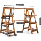 Rustic Wooden 3 Tier Dessert Stand with Hanging Swing Shelf for Parties & Weddings