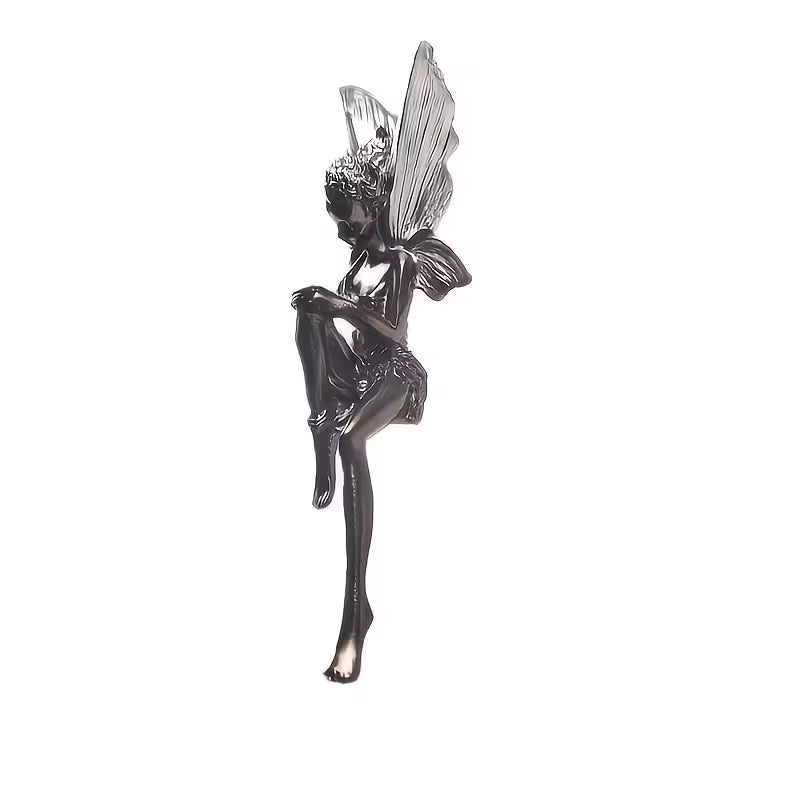Vintage Style Sitting Fairy Ornament Winged Flower Fairy Figurine Whimsical Home Decor
