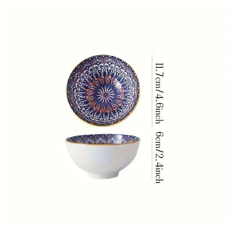Bohemian style  Ceramic Bowl Set – Bohemian Glazed Bowls for Rice, Salad & Dessert