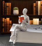 Whimsical Reading Lady Sculpture Artistic Woman Figurine for Home Decor Bookshelf & Shelf Display Ornament