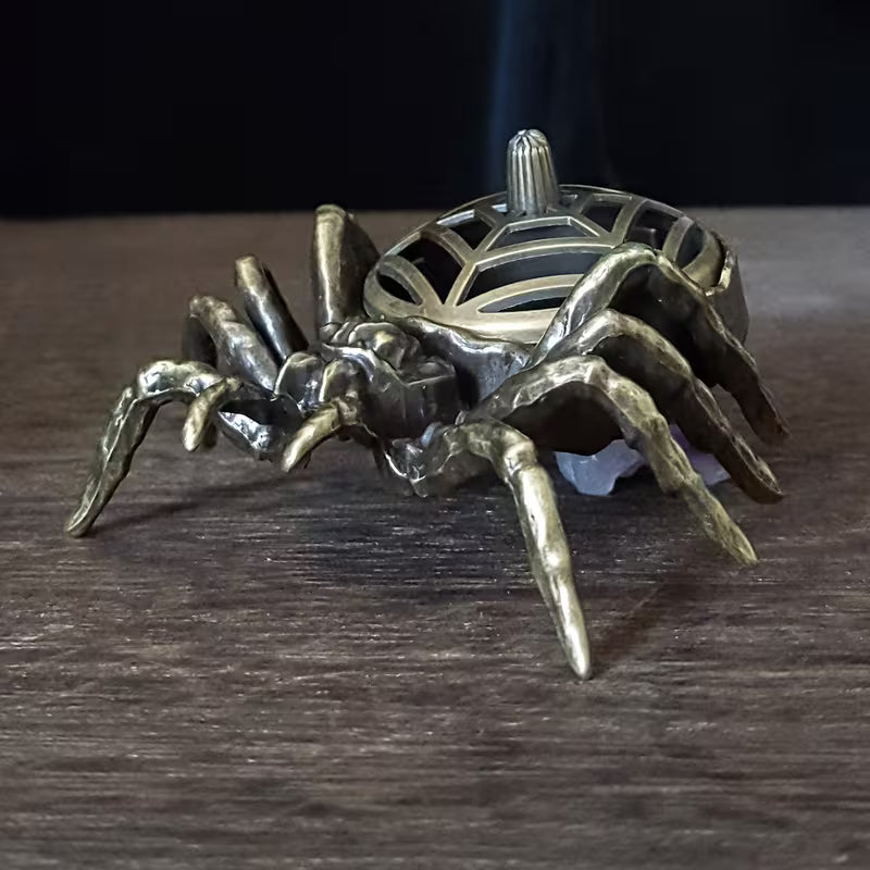 Metal Incense Burner Spider Motif Censer for Home, Yoga & Studio