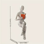Whimsical Reading Lady Sculpture Artistic Woman Figurine for Home Decor Bookshelf & Shelf Display Ornament