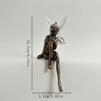 Vintage Style Sitting Fairy Ornament Winged Flower Fairy Figurine Whimsical Home Decor