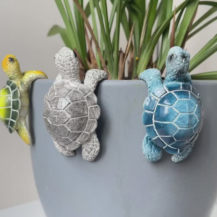 Coastal Sea Turtle Pot Hugger Marine Life Garden Ornament & Planter Accent