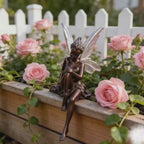 Vintage Style Sitting Fairy Ornament Winged Flower Fairy Figurine Whimsical Home Decor