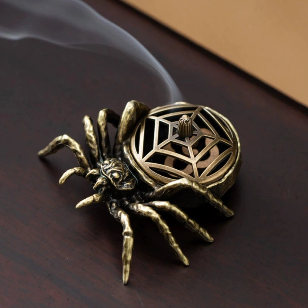 Metal Incense Burner Spider Motif Censer for Home, Yoga & Studio