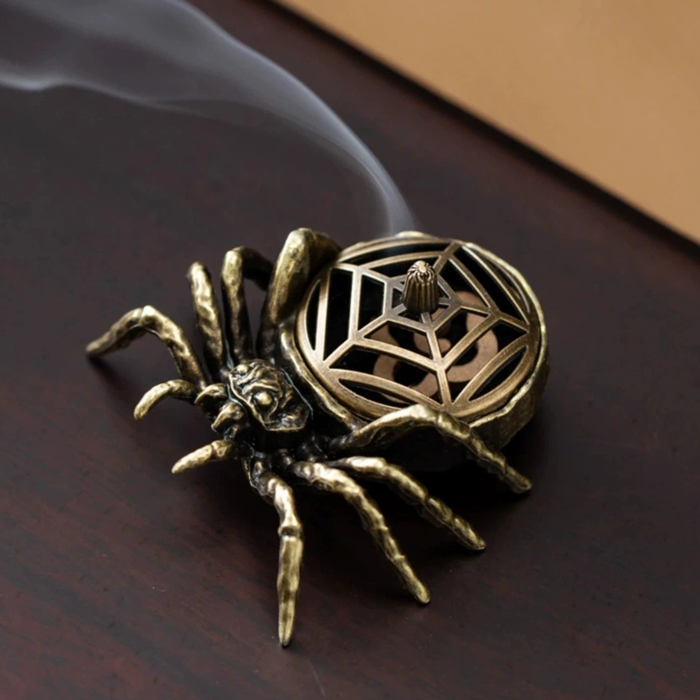 Metal Incense Burner Spider Motif Censer for Home, Yoga & Studio