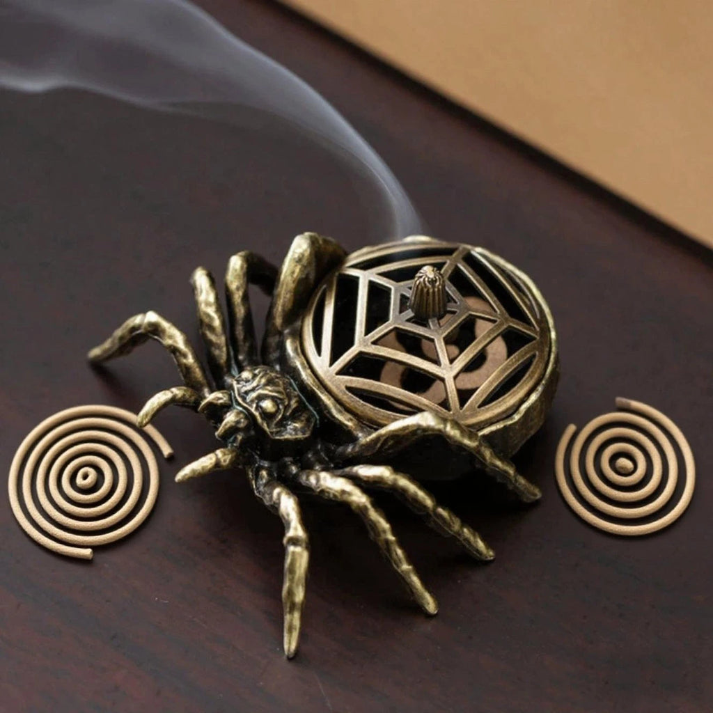Metal Incense Burner Spider Motif Censer for Home, Yoga & Studio