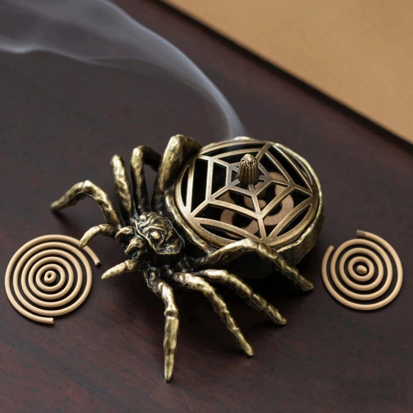 Metal Incense Burner Spider Motif Censer for Home, Yoga & Studio