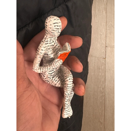 Set of 3 Abstract Human Figurines - Modern Reading Sculpture Ornaments for Cute Shelves Display