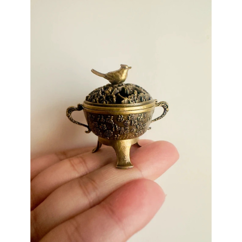 Vintage Style Bird Metal Incense Burner - Detailed Aromatherapy Decor with Antique Look
