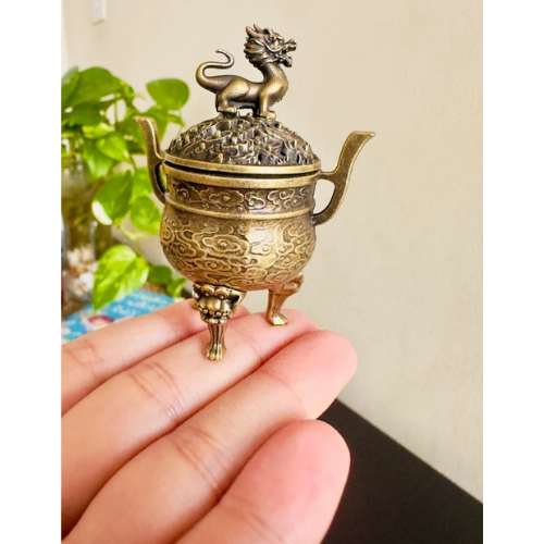 Vintage Style Dino Metal Incense Burner - Prehistoric Aromatherapy Crafting, Detailed Sculpture Decor