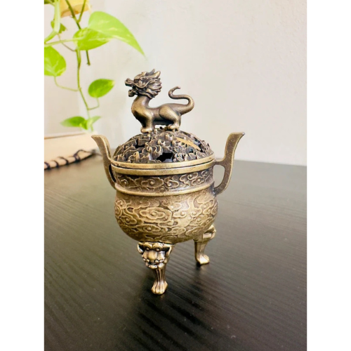 Vintage Style Dino Metal Incense Burner - Prehistoric Aromatherapy Crafting, Detailed Sculpture Decor